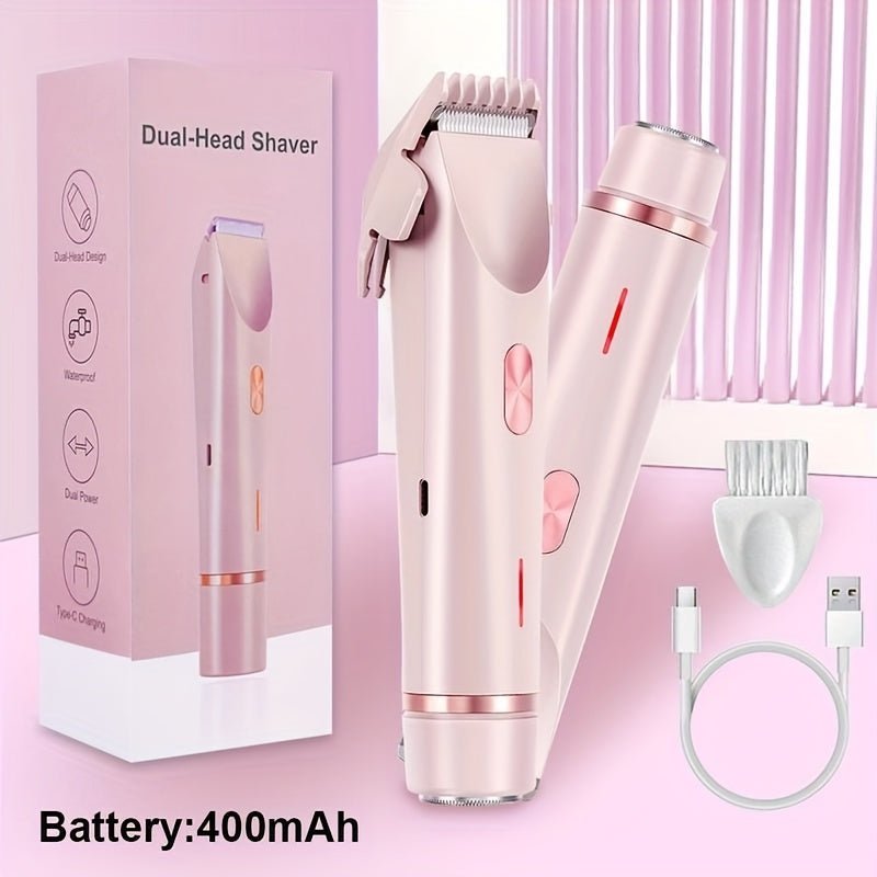 1pc Dual-Head Electric Hair Trimmer for Women, Rechargeable Lithium Battery, USB Charging, Multipurpose Bikini Razor and Face Shaver for Arms, Thighs, Body with Rechargeable Lithium Battery, USB Charging, for Ideal New Year G