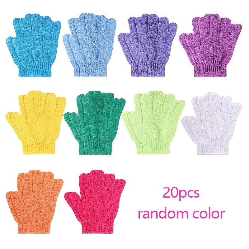 4pcs/8pcs/12pcs/20pcs Bathing Gloves, 100% Nylon Double-sided Exfoliating Gloves, Suitable for Beauty, Spa, Massage, Skin, Shower, Body Scrub, Bath Accessories, Also a Good Gift for Family Members, Random Color