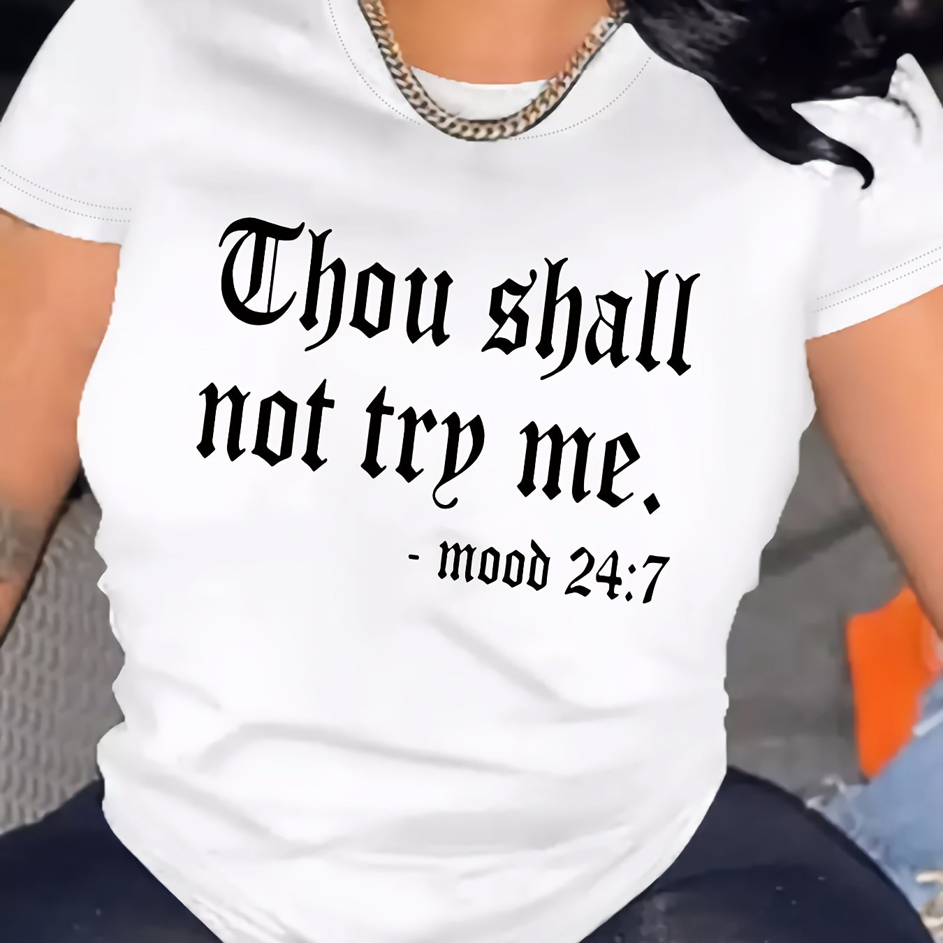 Summer Chic Alphabet Print Crew Neck Short Sleeve T-Shirt - Soft Micro Elasticity Polyester Fabric, Machine Washable, Casual Womens Top for Spring and Summer