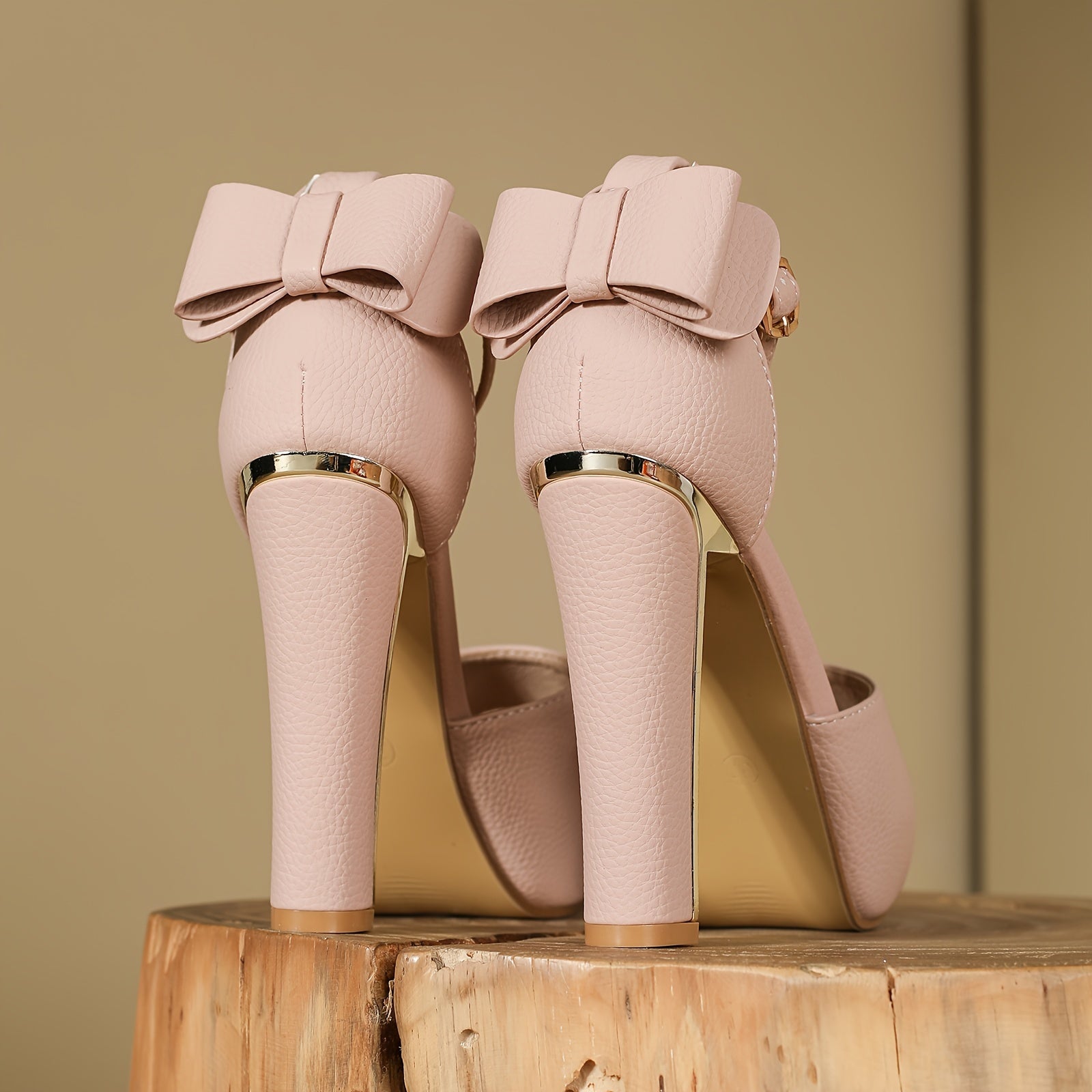 Elegant Pink Faux Cover Wedge Heels with Bowknot - Summer Fashion High Heels, Peep Toe, Ankle Strap, Block Heel, Platform, Open Toe, Rubber Sole, Fashionable Women'S Footwea