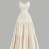 Elegant Apricot Sleeveless V-Neck Midi Dress with Ruffled Waist & Layered Tiered Skirt - Polyester, Machine Washable, All-Season Women’s Fashion