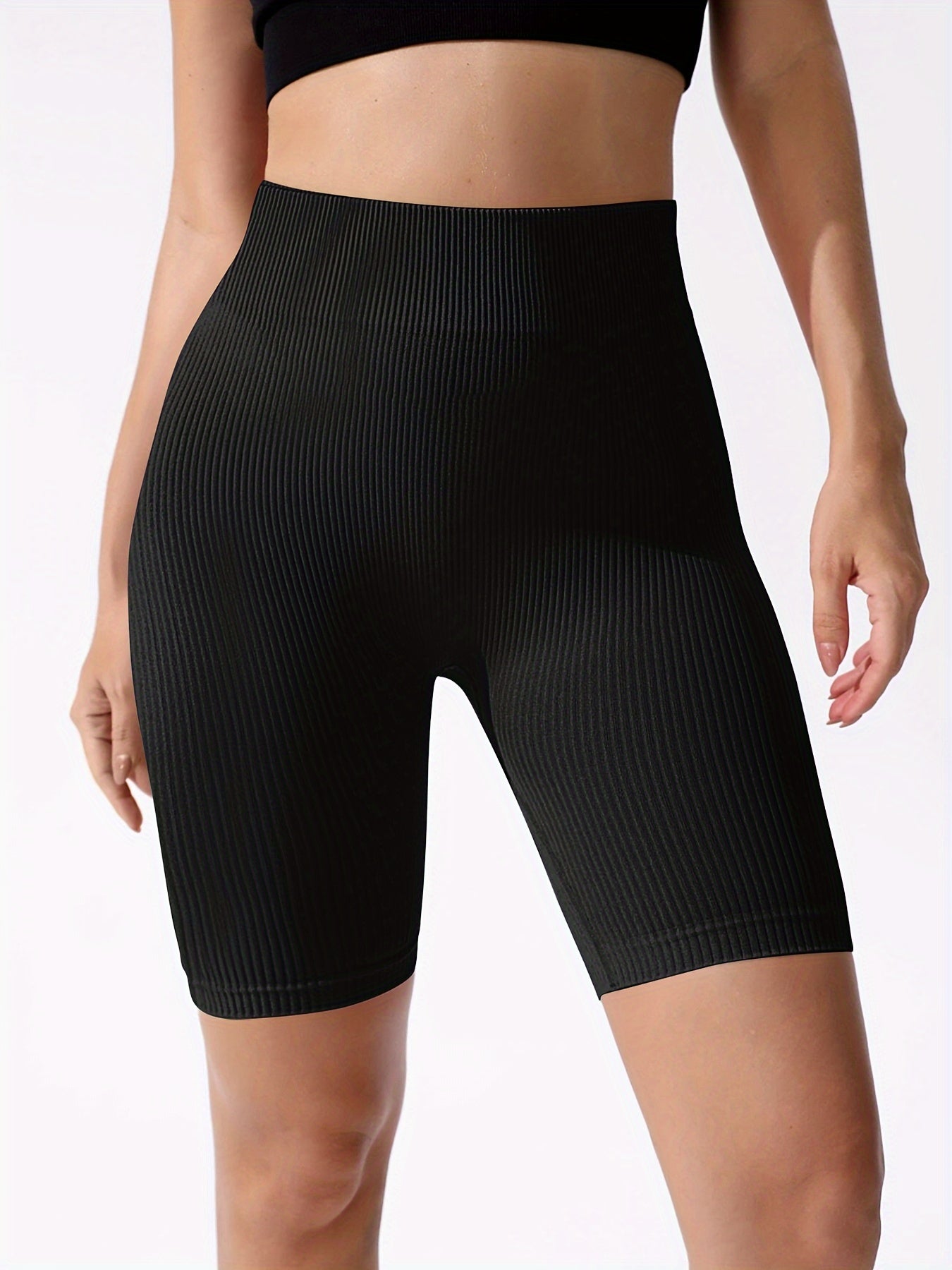 Women'S Seamless High-Waisted Sports Cycling Fashion Leisure Solid Color Soft Rib Thick Warm Sports Sweatpants, Capri Pants & Padded Yoga Leggings, Breeches & Knee-Length Shorts, Women'S Activewear & Underwear