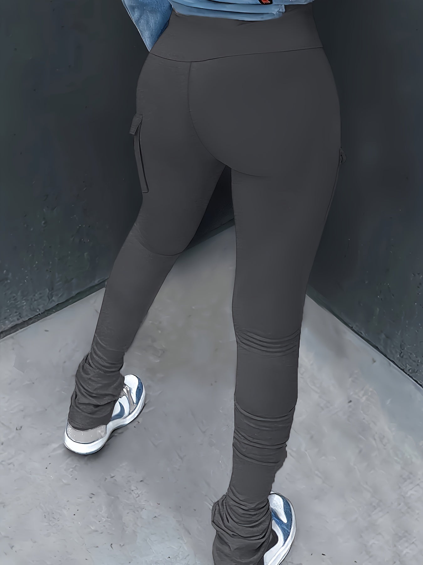 Solid High Waist Leggings - Casual Skinny Leggings With Pockets - Stretchy, Breathable Fabric - For Women - Perfect for Yoga, Running & Everyday Wear - Great Gift for Fitness Enthusiasts