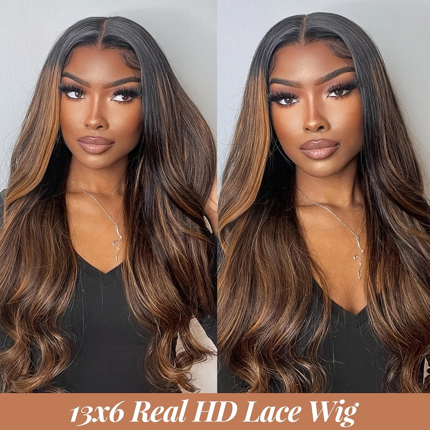 New Year'S Promotion 13x6 Highlight Lace Front Wig Human Hair Body Wave 180 Density HD Lace Front Wigs Human Hair Pre Plucked FB/30 Ombre Glueless Wigs 13x6 Lace Frontal Balayage Wigs Human Hair For Women
