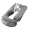 62 Inch J-Shaped Body Pillow with Removable Velvet Cover - Machine Washable Medium-Soft Support Pillow for Full-Body Comfort, White Home & Bedroom Essential, Pillows for Sleeping