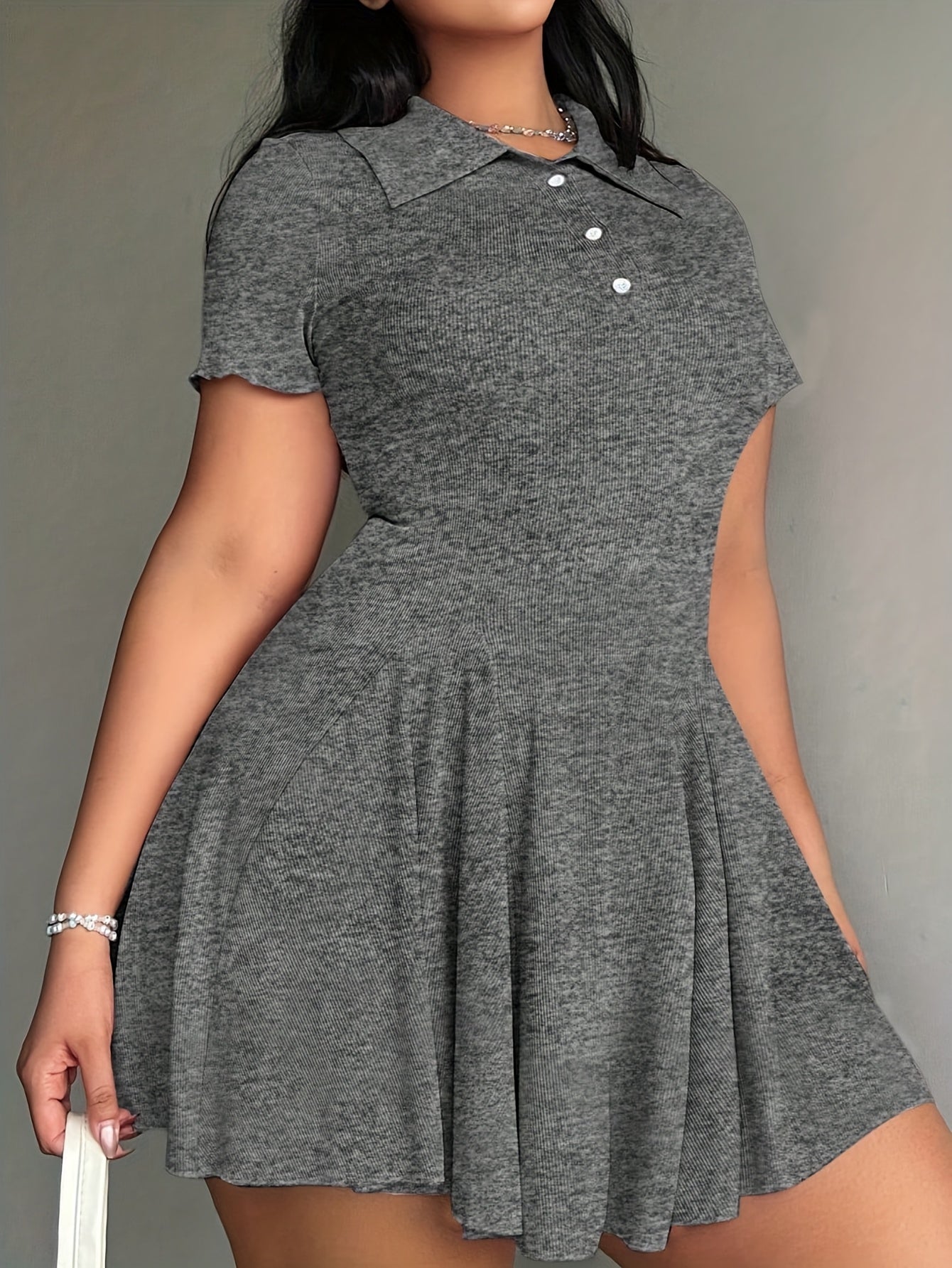 Women'S Casual Tennis Polo Dress - Short Sleeve, Button-Up Collar, Ribbed Texture, Knee-Length with Paddles, Beige, Casual Wear|Short Sleeve Dress|Buttonup Collar Dress