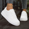 [Faux Flat Sneakers] Durable Anti-Slip Women's Casual Sneakers | Fashion Faux Flat Shoes, Ideal for Leisure, Walking, Running, Jogging - Solid Color, Round Toe, All-Season Low Top with Flexible Fabric Inner & EVA Sole