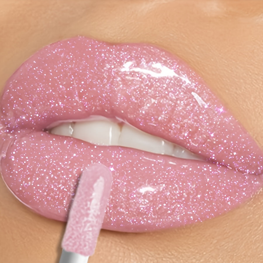 1pc KAFURIX Waterproof Pink Lip Glaze - Glossy Finish, Sparkle Shine, Long-Lasting, Non-Sticky Paste for All Skin Types, Easy Application