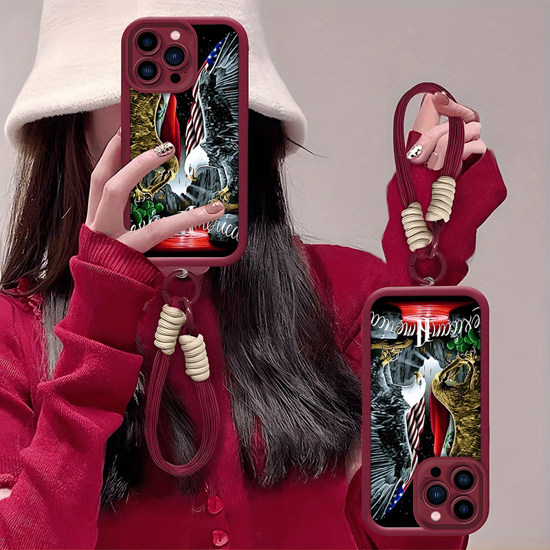 New Cartoon Eagle Phone Cases Designed for The Iphone 14 Pro, Featuring a Lanyard Suitable for All Genders. These High-Quality TPU Soft Silicone Cases Offer Anti-Fall Protection And Serve As Mobile Phone Accessories.