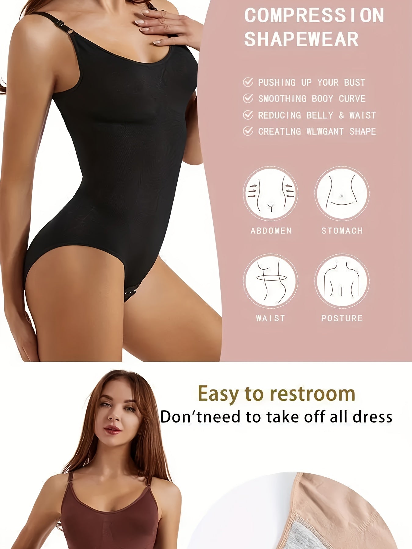 3pcs Women's Elegant Bodysuits - Solid Color, Smooth Polyamide Fabric, 200g/m² Medium Support | Tummy Control | Butt Lift