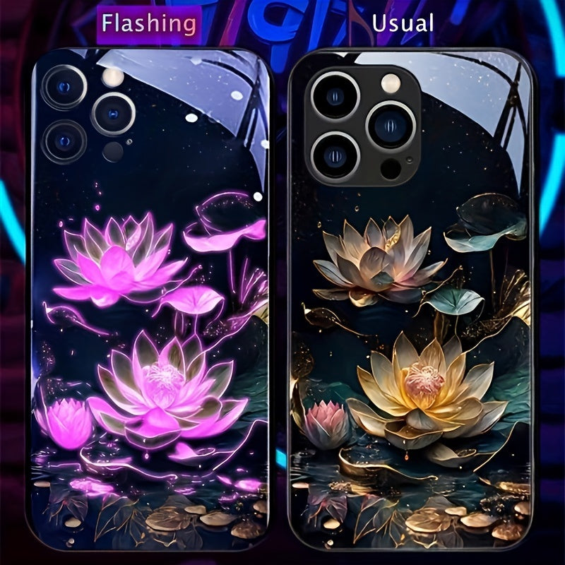 A Uniquely Beautiful Floral Pattern Phone Case with LED Lights, Compatible with S24 Ultra/S22 Ultra/S23 Ultra/S21 Ultra/Ip16Promax/Ip15Promax/Ip13Promax, Featuring a Glowing Voice-Controlled Protective Cover, Elegant Daytime