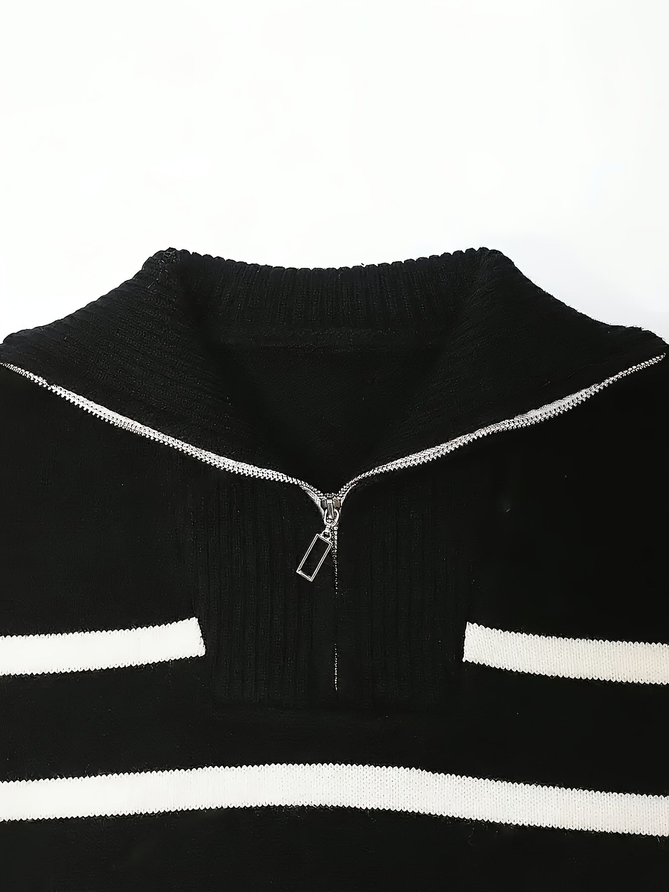 Soft Touch, Chic Striped Zip-Up Sweater for Women - Cozy & Thick, Perfect for Spring/Fall, Machine Washable