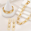3pcs Personalized, Fashionable, Elegant, Retro Style Golden Necklace, Geometric Earrings, Bracelet Jewelry, Square Style Leopard Print Golden Necklace, Bracelet Earrings Set Suitable for Parties and Banquets