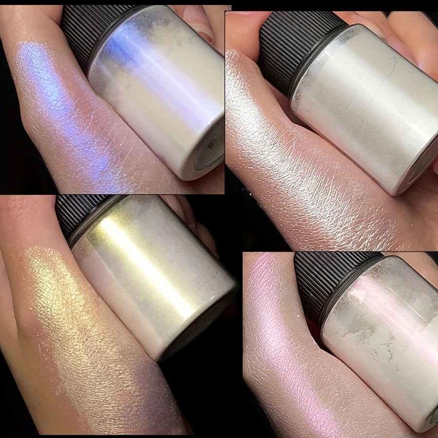 3pcs White Pearl Nail Glitter Powder - Aurora Dust & Moonlight Mirror Effect Pigment for Stunning Nail Art