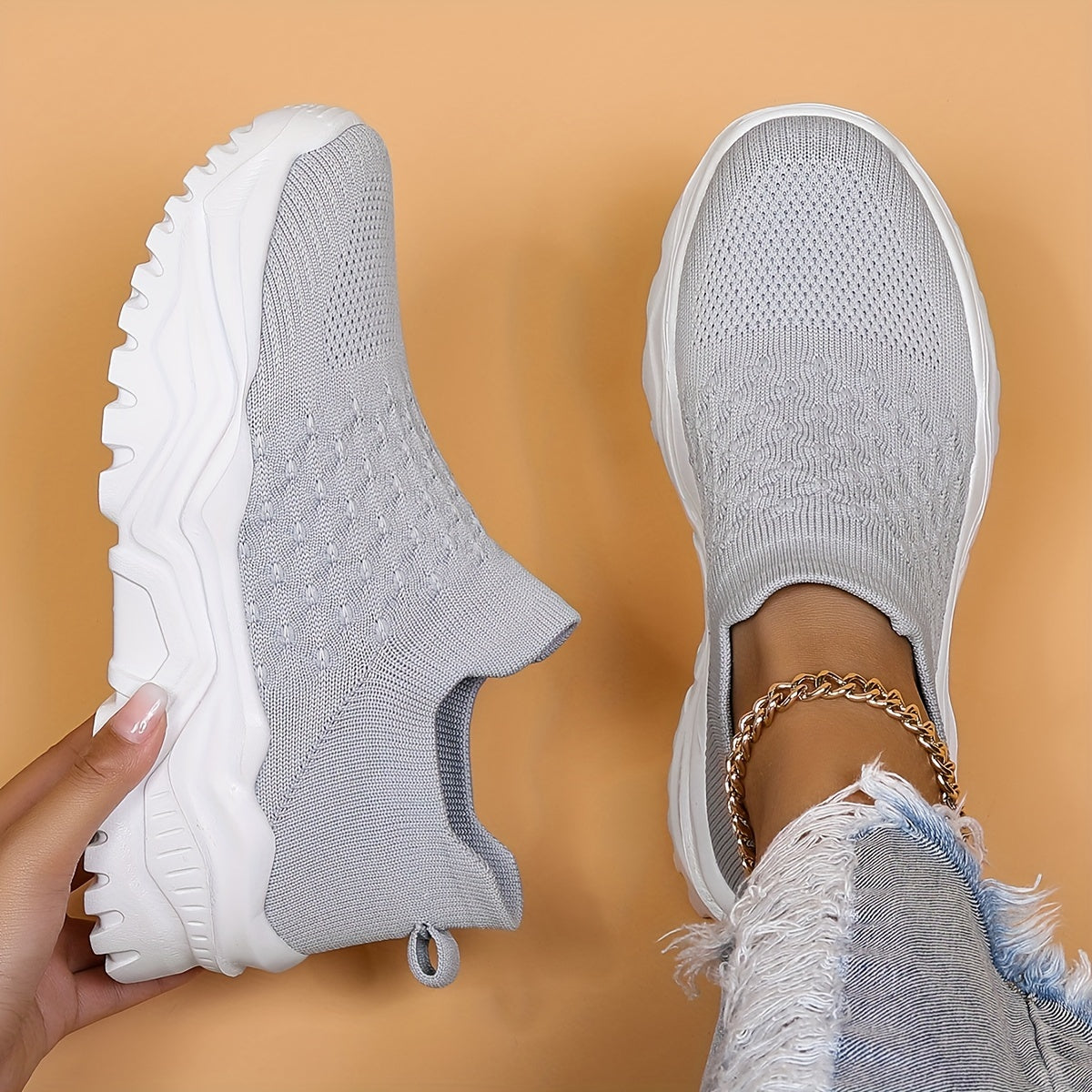 Women's Simple Plain Lace Up Low Top Sneakers - Casual Breathable Lightweight Socks Shoes, Minimalist Running Shoes Sporty Sneakers - For Women - Suitable for Running, Walking, Everyday Wear - Perfect Gift for Fitness Enthusi