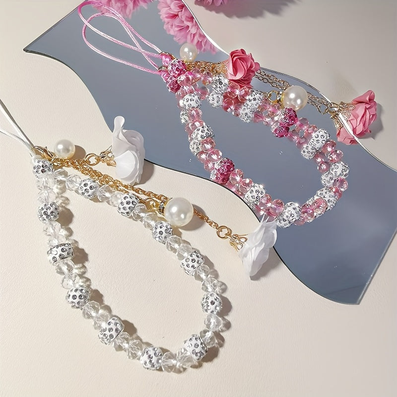 Fashionable Universal Phone Accessory With A Short Crystal Chain, Pure Phone Case, Pendant, And Wrist Strap