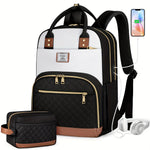 2pcs Women's Makeup Bag And Backpack, Simple Design Bag For Daily School And Travel Use