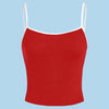 Red Knit Sleeveless Pullover Top with Spaghetti Straps - Casual Weekend Wear