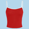 Red Knit Sleeveless Pullover Top with Spaghetti Straps - Casual Weekend Wear