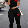 European and American Women'S Clothing with Letter Print, Casual and Motorcycle, Two-piece Set, Short Sleeve, Long Pants, Sexy, Casual, Outdoor Set