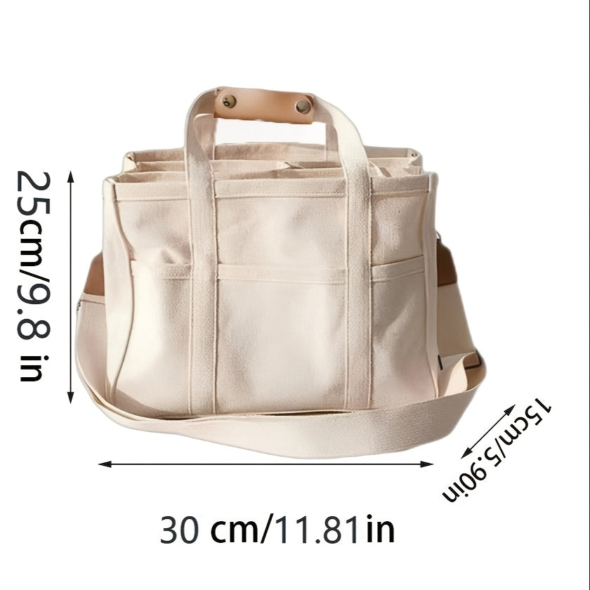 Women's Stylish Canvas Shoulder Bag - Convertible Crossbody & Handheld Design, Durable Commuter Bag with Multiple Compartments | Large Capacity | Perfect for Work, School, Travel