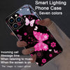 Butterfly Dancing with Flowers Colorful Smart Voice Controlled Luminous Phone Case Suitable for 16promax/15promax/14promax/13promax/12promax/11promax/XSmax/7G Smart Luminous Voice Controlled Phone Case - Luminous Technology,