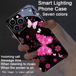 Butterfly Dancing with Flowers Colorful Smart Voice Controlled Luminous Phone Case Suitable for 16promax/15promax/14promax/13promax/12promax/11promax/XSmax/7G Smart Luminous Voice Controlled Phone Case - Luminous Technology,