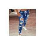 Europe and the United States ladies high waist retro college wind hole feet with elastic waist drawstring long jeans