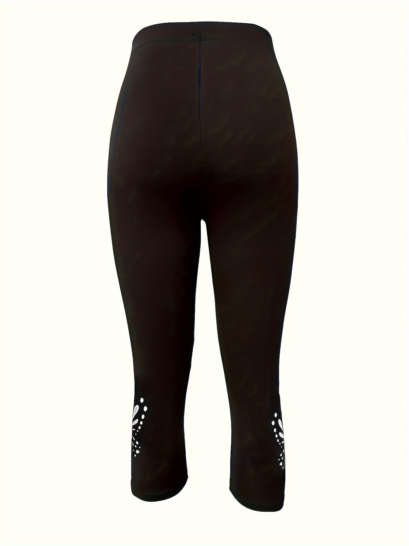 Butterfly-Shaped Hollow Cropped Leggings: Stretchy Skinny Leggings for Women