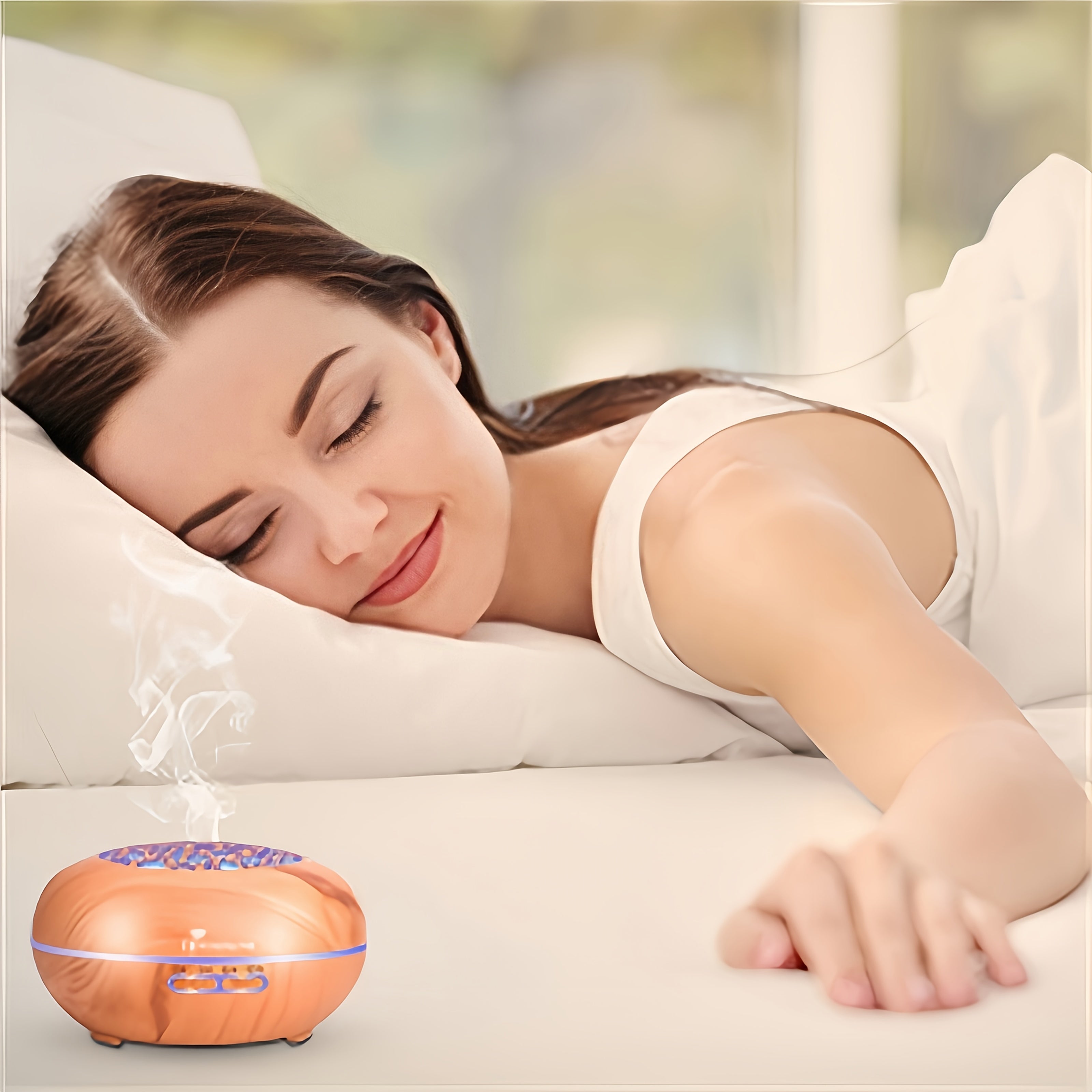 550ML Woodgrain Essential Oil Diffuser With 8 Essential Oils, Remote Control, 4 Timers, 7 Colour LED Lights, Auto-Off Function, Cool Mist Humidifier For Home, Bedroom And Office