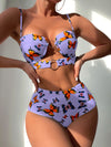 New Split-Style Print Swimsuit for Women, Sexy Bikini with Floral Print, European Style Swimwear, Bathing Suits