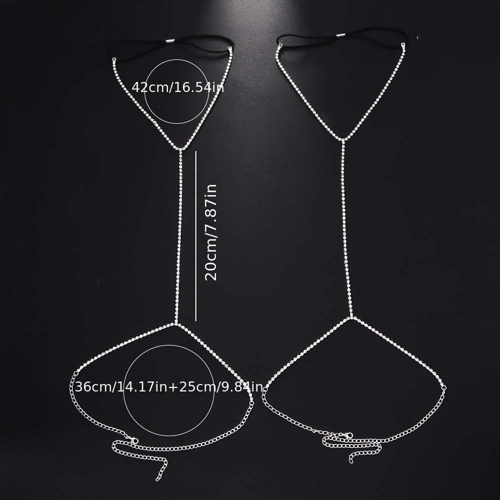 Sparkling Rhinestone Adjustable Thigh Chains, Sexy Elastic Body Chain Leg Rings, Simple Alloy Body Jewelry for Nightclub Party, Valentine'S Day Gift, All-Season Wear
