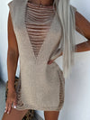 Women's V-Neck Sleeveless Sweater - Beige Solid Color All-Season Versatile Resort Style Pullover, Chic Casual to Dressy Tops for Everyday & Special Occasions, Vacation Clothing, Vneck Pullover, Textured Fabric, Stylish Knitwe