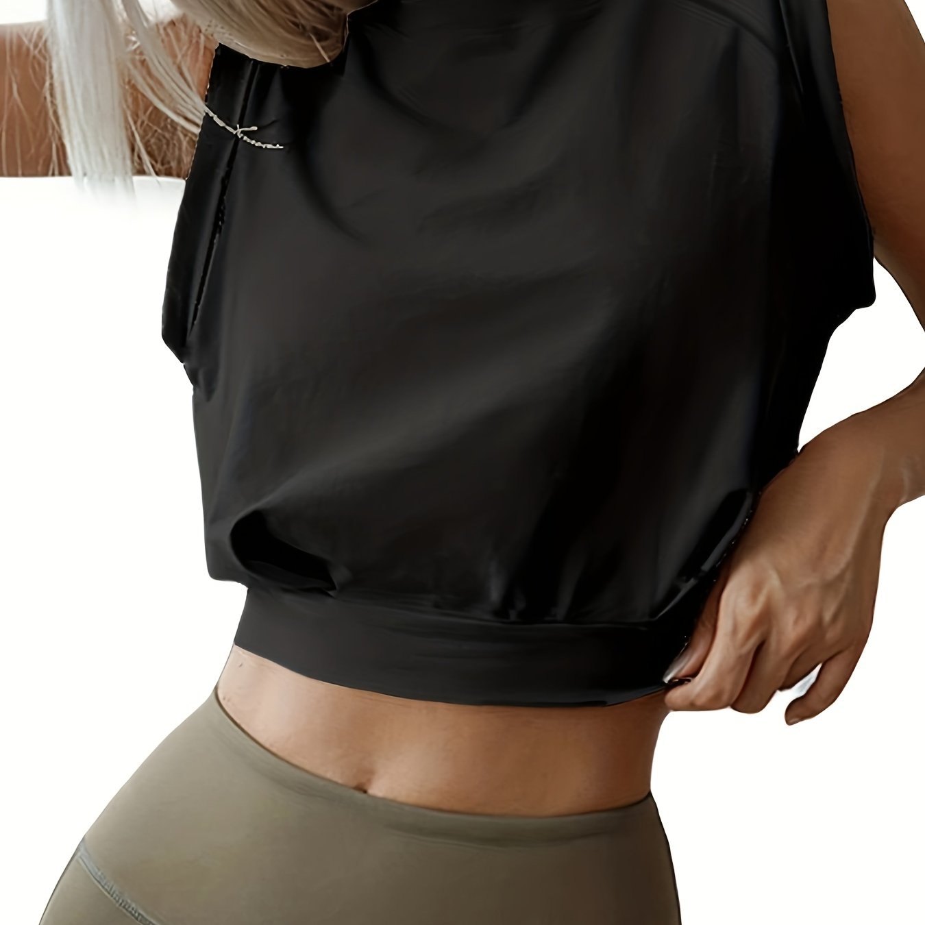 Fashion Solid Casual Sports Crop Tank Top, Round Neck Tank Top, Women's Athleisure