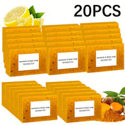 20pcs Scrub Granule Soap, Turmeric Soap, Cleansing And Bath Soap, Handmade Soap