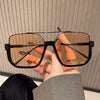 1pc Oversized Vintage-Style Fashion Glasses with Metal Frame & Double Bridge - Protection, PC Lens, Lightweight Durable Design for Summer Festivals, Parties, Holidays - Birthday Gift Idea, Holiday Eyewear | Chic Eyewear | Qua