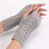 Women'S Cable Knit Fingerless Mittens, Polyester, Solid Color, Elastic, Non-Feathered, with Hand Washable, for Outdoor Warmth, Fashionable Winter Hand Warmers