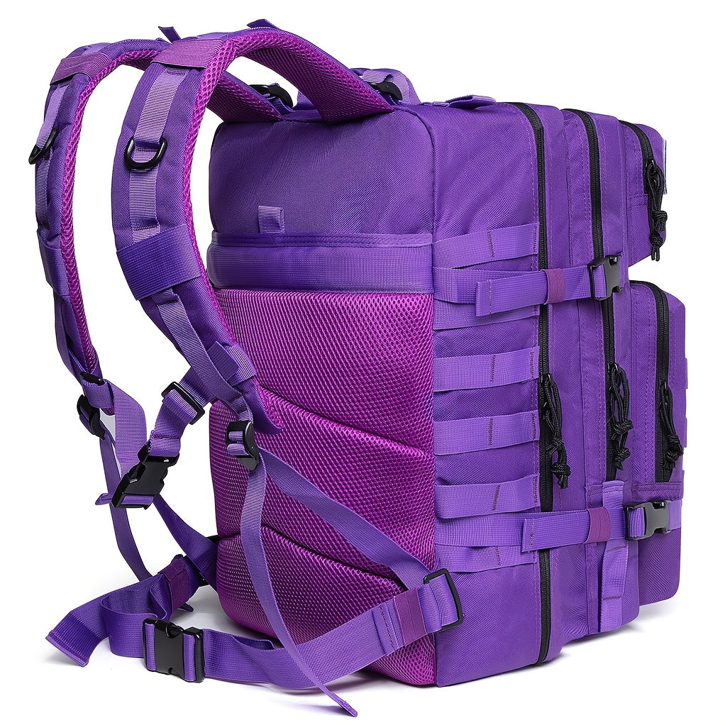 11.89gal Tactical Backpack for Women - Purple Outdoor Survival & Emergency Medical Rucksack with Multiple Compartments, MOLLE System, and Padded Shoulder Straps