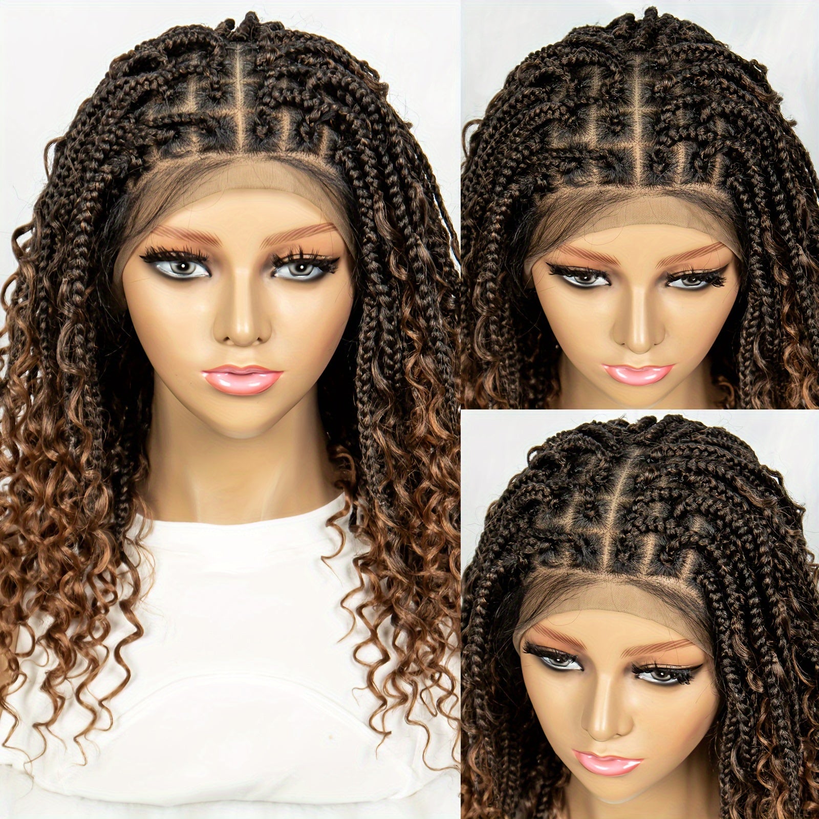 150% Density Full Lace Goddess Wig for Women - Curly Braided Butterfly Edge Style, Medium Length, High-Temperature Fiber, Perfect for African American Women, Vacation Ready, Lace Front Wig