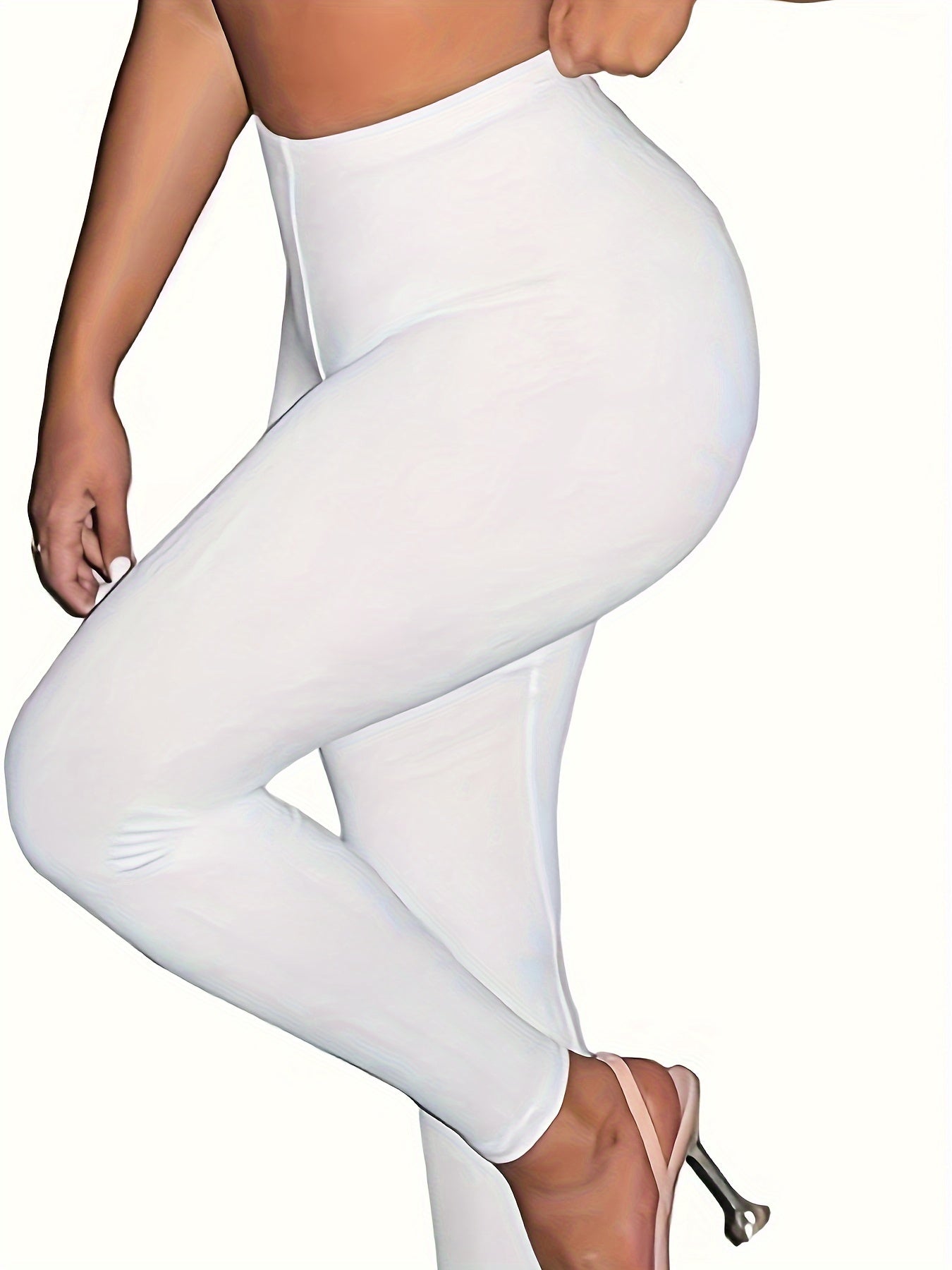 Solid Color High-Waisted Stretchy Skinny Leggings for Women
