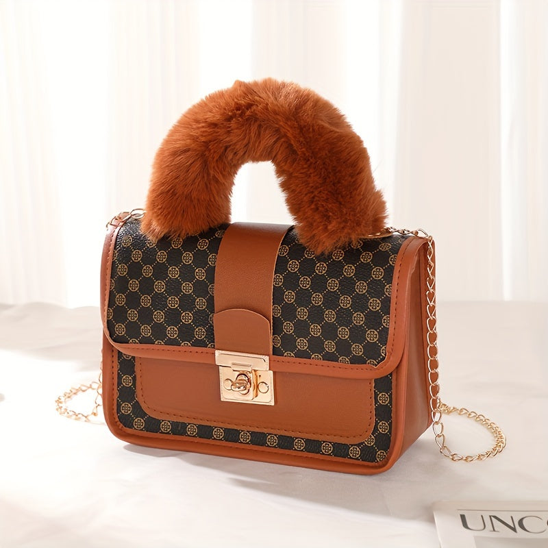 Mini Vintage Crossbody Bag, Retro Fluffy Shoulder Bag, Women's Fashion Handbag & Purse