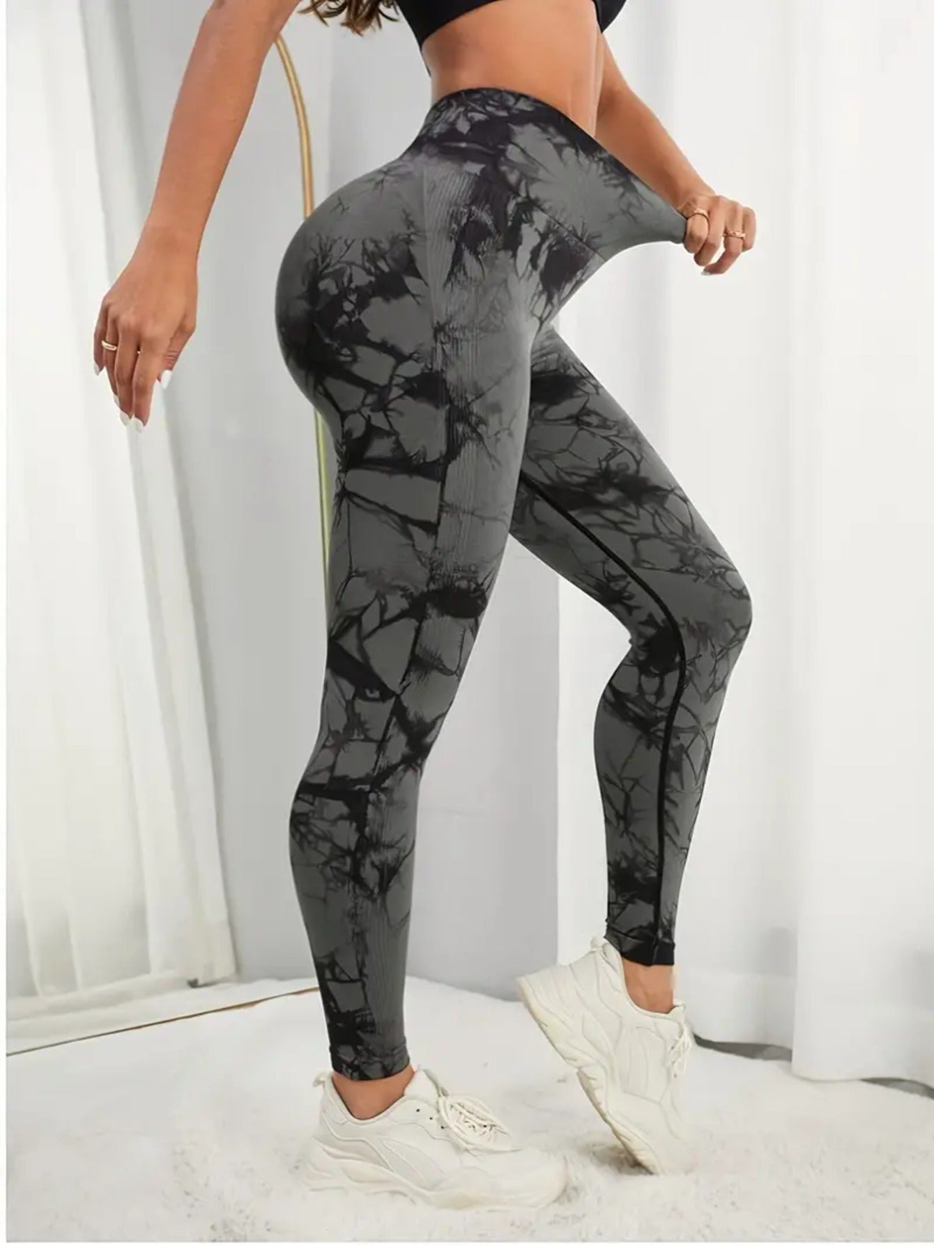 2 pack Women's High Waisted Tummy Control Tie-Dye Yoga Pants, Seamless Sport Leggings, Butt Lifting Workout Tights for Gym and Daily Wear, workout, Squat Proof Leggings, high stretch comfortable, tights, Nylon