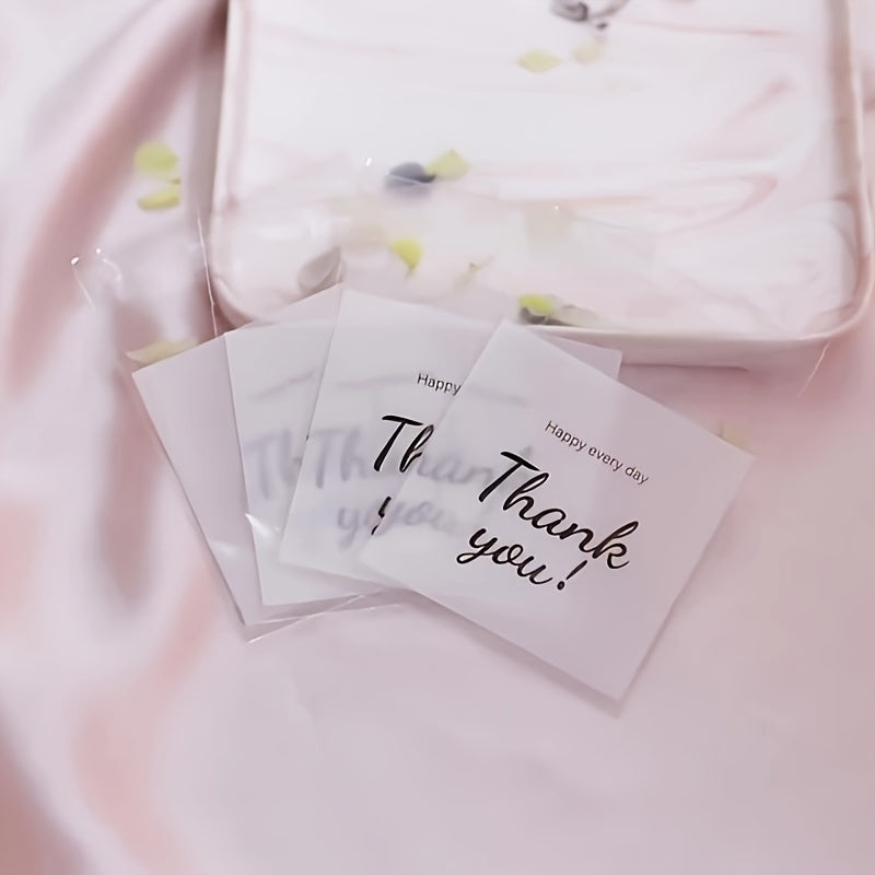 100-Pack Festive Snowflake "Thank You" Self-Seal Gift Bags, Clear OPP Packaging for Cookies, Candy, Jewelry, Office Gift Wrapping Supplies, Plastic Material, No Included Components