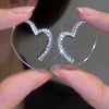 2pcs/set Hollow Heart Earrings with Crystal Inlay, Costume Accessories for Women, Valentine's Day Decoration Gifts