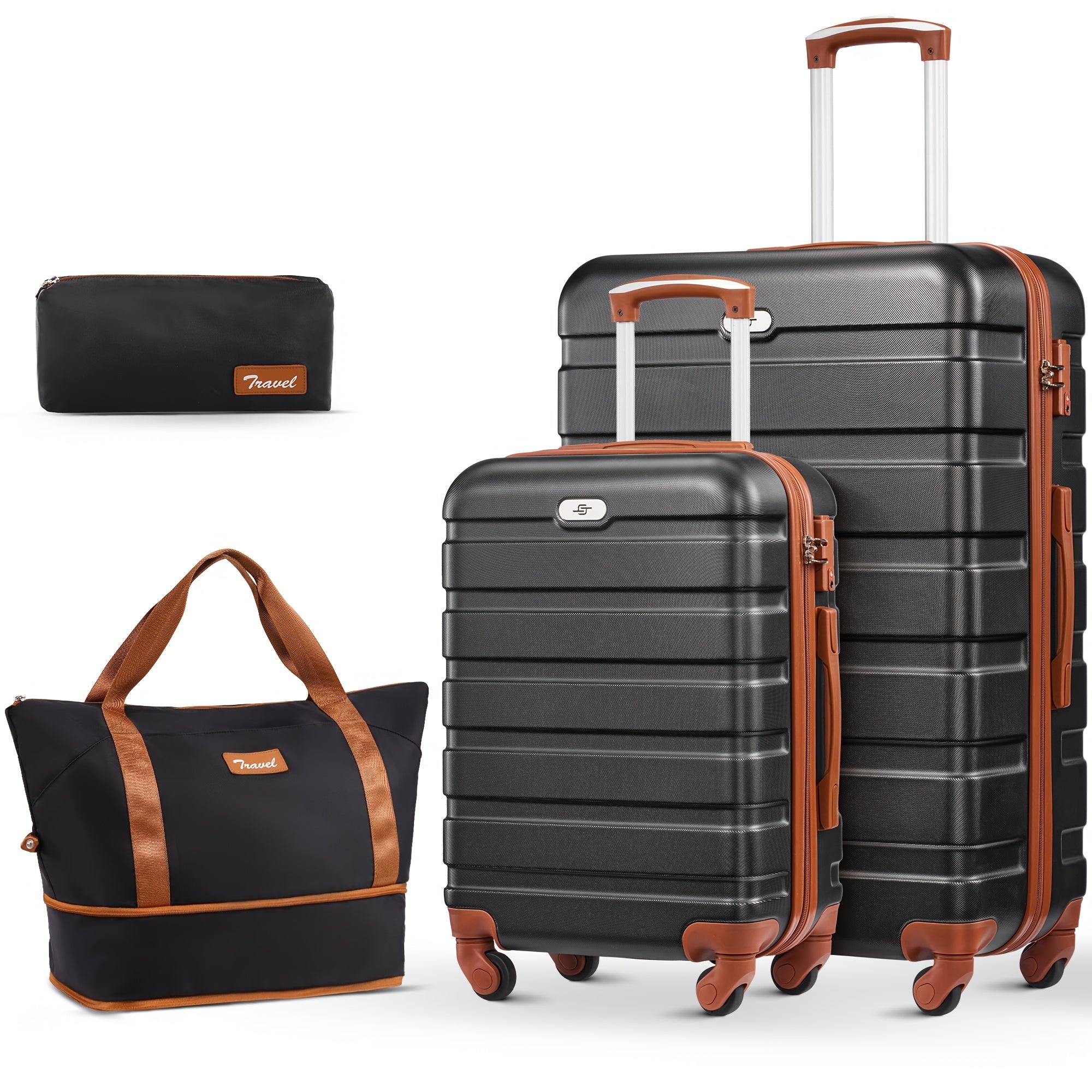 Luggage Suitcase Sets with Expandable Duffle Bags and Cosmetic Case Travel Set, Hardshell Lightweight Carry on and Checked Luggage with Spinner Wheels and TSA Lock