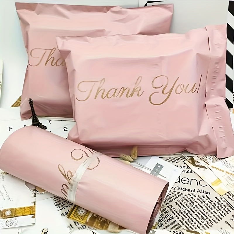 100pcs Pink Thick Waterproof Plastic Bags for Clothing & Packaging - Reusable, Uncoated
