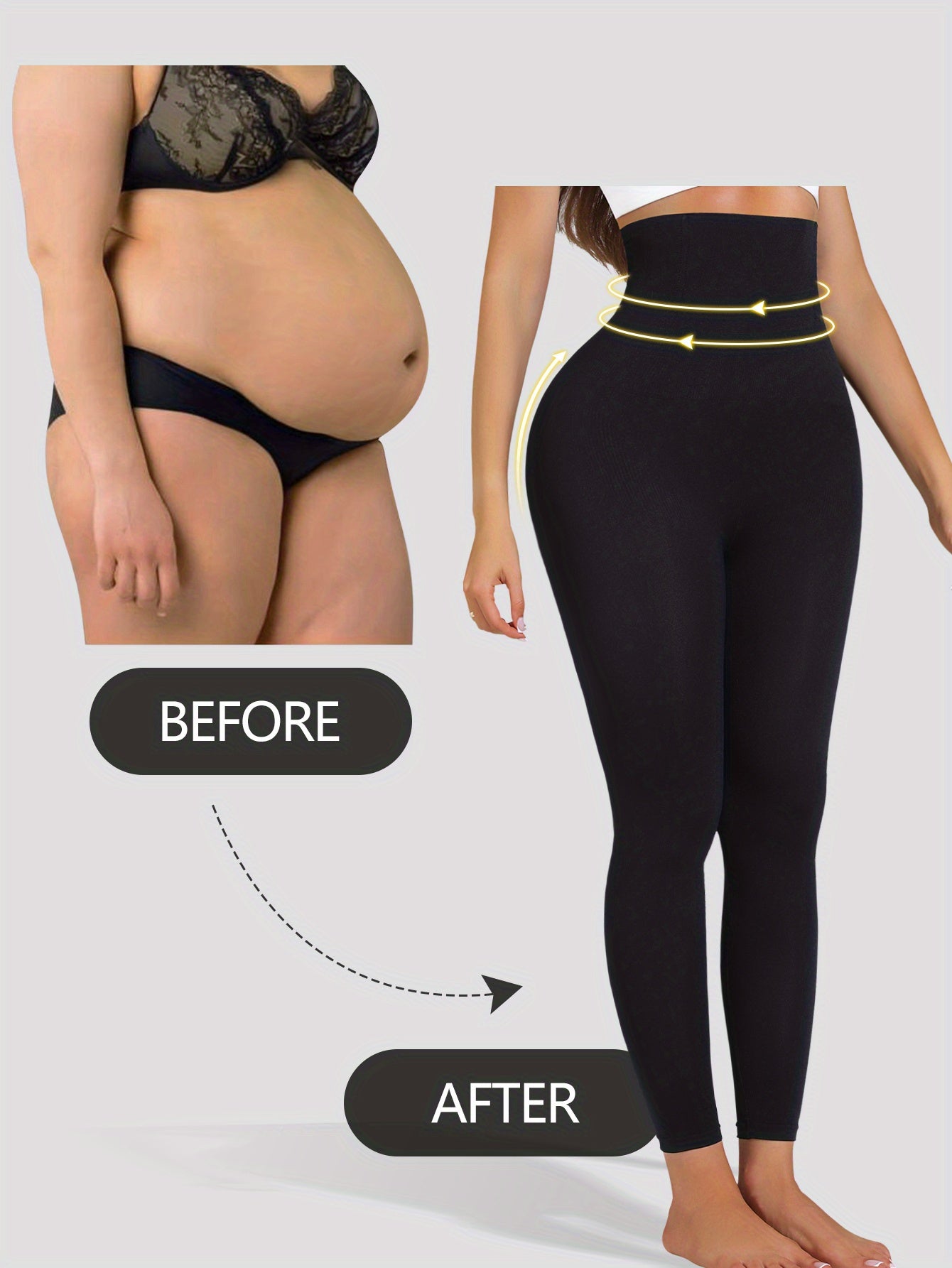 3pcs Women's High-Waisted Yoga Leggings - Tummy Control Butt Lifting 7/8 Length Pants with Golden Sequin Waistband, High-Stretch Non-See-Through Fabric for Workouts & Casual Wear (Black)