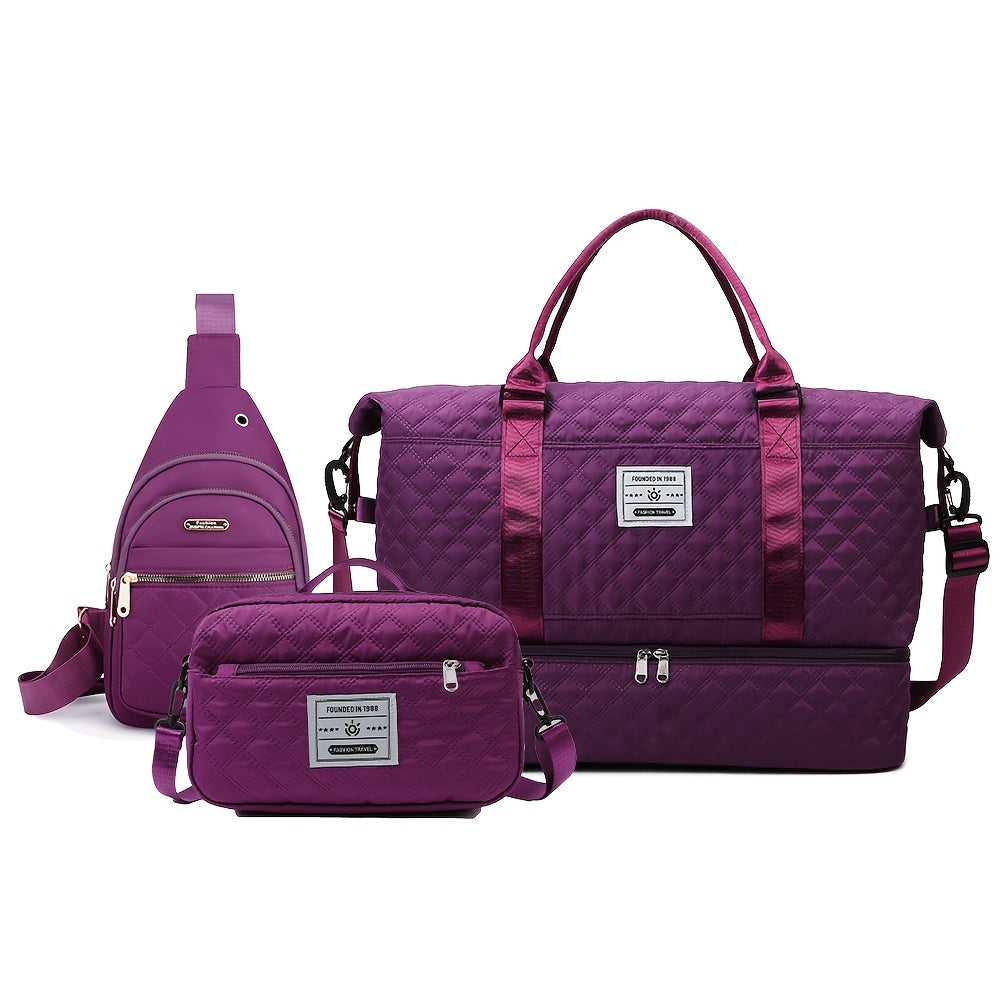 Large Capacity Multifunctional Travel Bag Set - Daily Travel Vacation Business Trip Clothes Toiletries Storage Bag, New Simple Fitness Bag