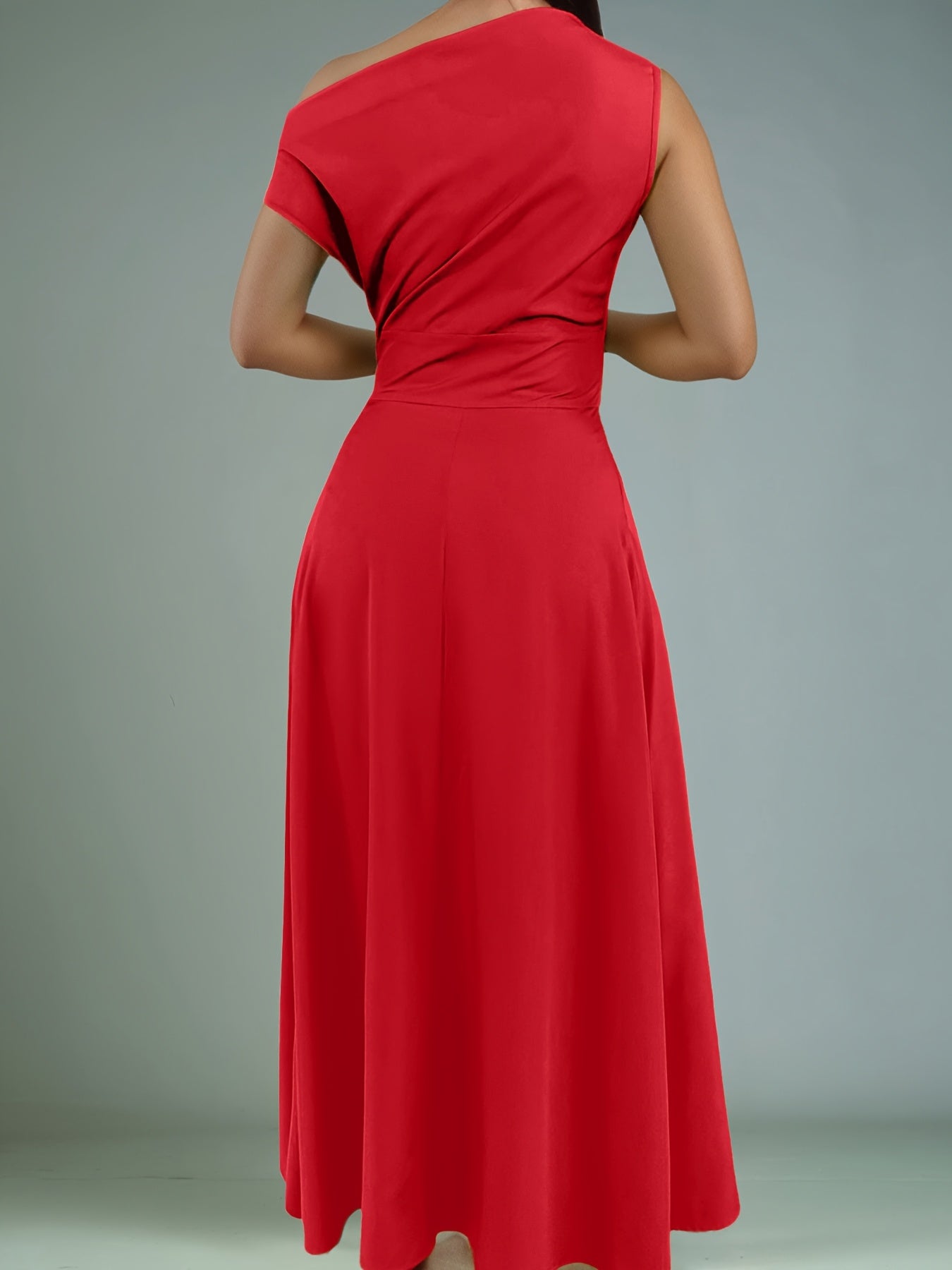 Elegant Off-Shoulder Lime Green Maxi Dress with Front Slit and Tie Waist - Long Sleeve, Polyester Blend, Sophisticated Knot Detail for Women