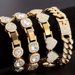 4pcs Set Golden Bracelet Women Girls Silvery Cluster Tennis Bracelet Women Heart Round Cuban Bracelet Layered Link Bracelet Set Fashion Jewelry Women Girls Gift Set